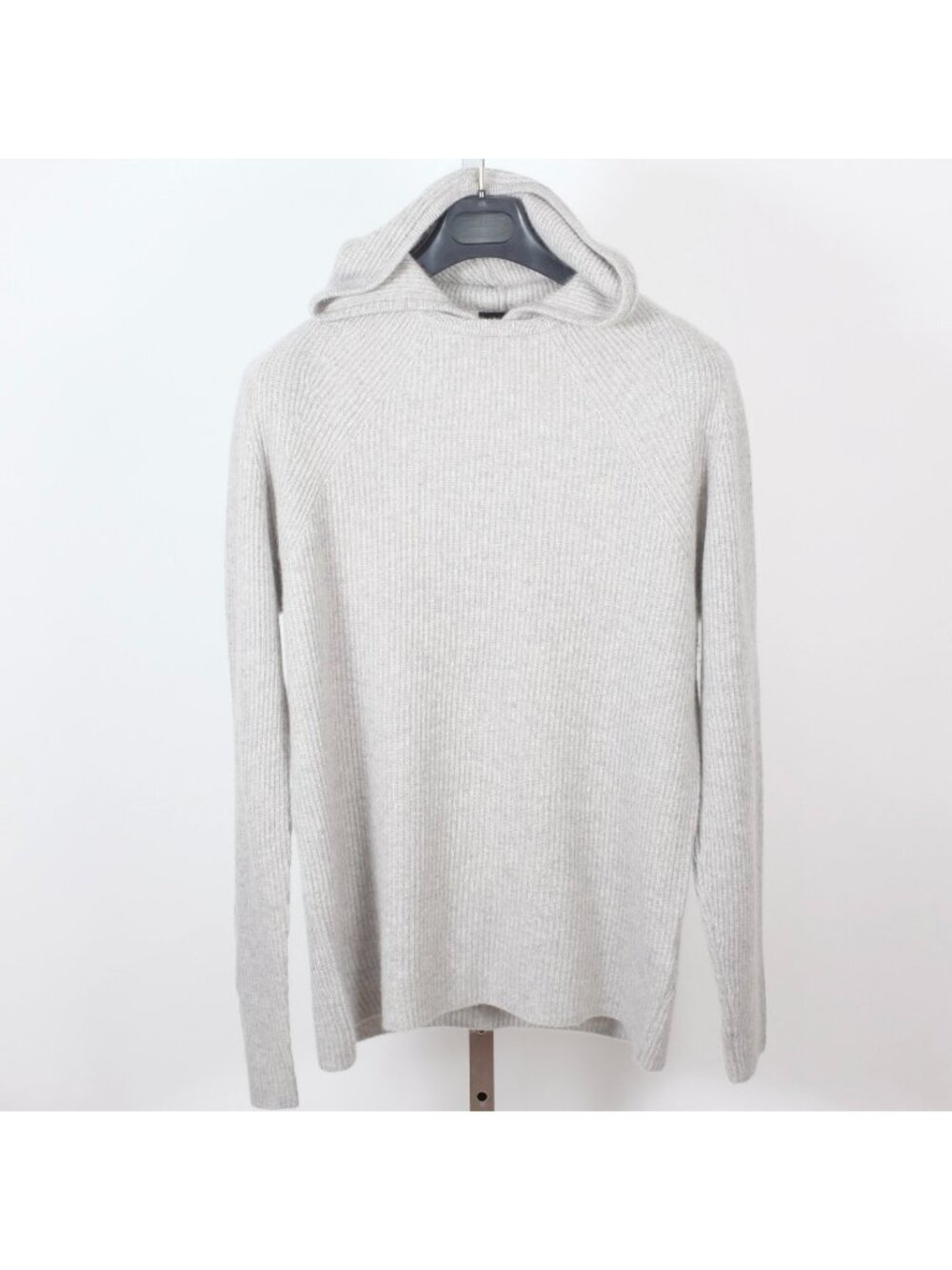 ZARA Man 100% cashmere sweater XL hoodie gray ribbed hooded